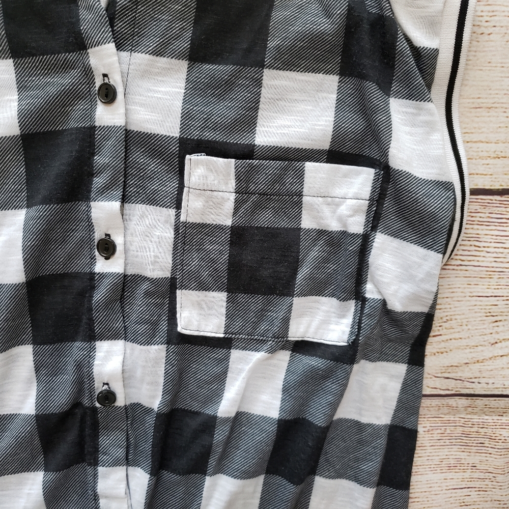 No Boundaries Juniors Plaid Cap Sleeve Tie Top M - Picture 5 of 10